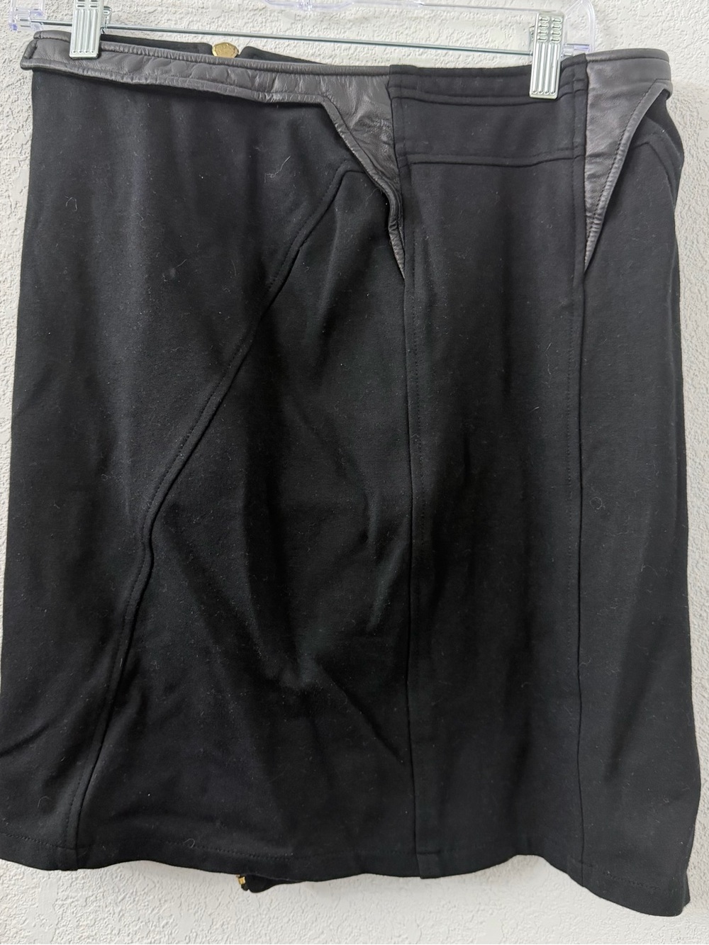 Boston Proper Black Ponte Skirt - Gold Asymmetrical Zipper - Size 6
